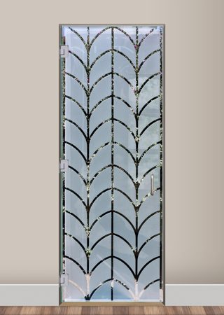 Interior Glass Door featuring Frosted Glass Design Etched Glass by Sans Soucie Art Glass with Custom Patterns Design Tiffany