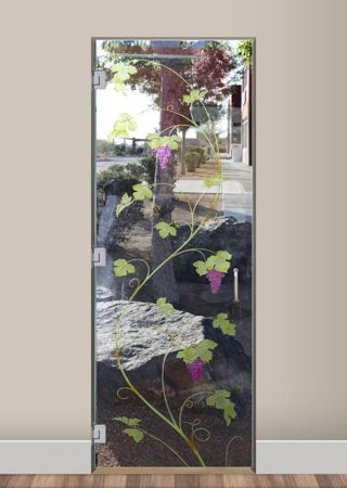 Interior Glass Door with a sandblast Frosted Glass Grapes & Ivy Design Custom-Designed Decorative Etched Glass