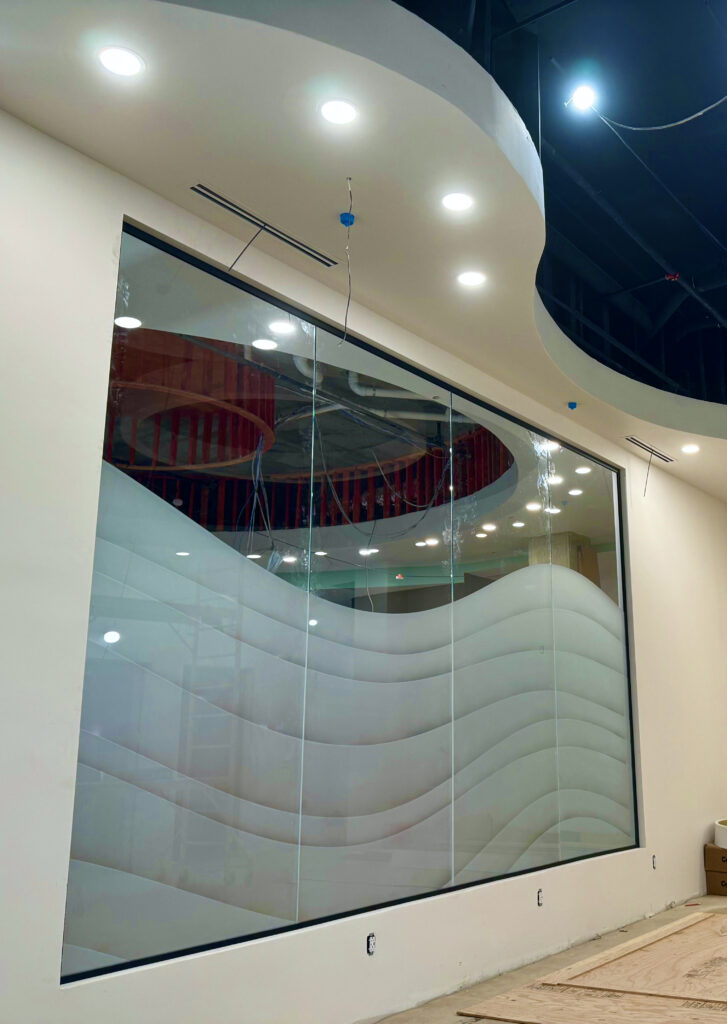 Frosted glass partition