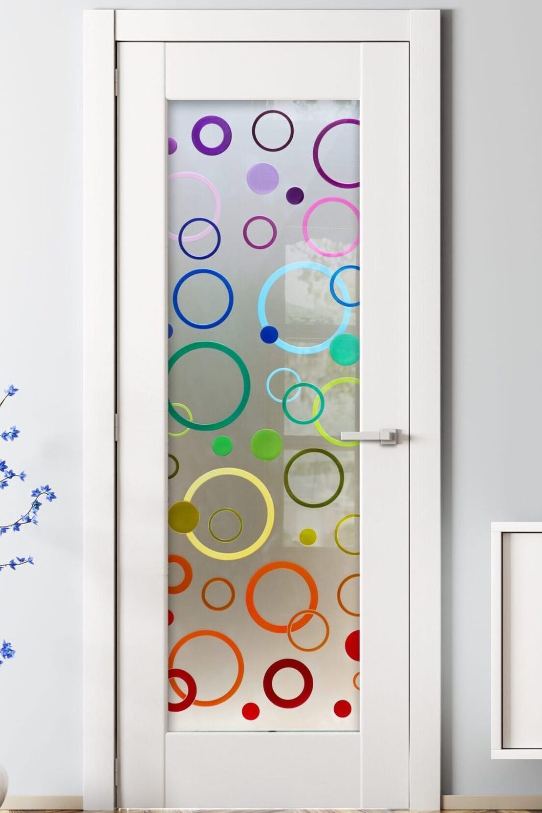 Glass Pantry Doors Interior Frosted Glass Doors Circularity Private 3D Painted Mid-Century Modern Decor Geometric Design Pantry Door Sans Soucie