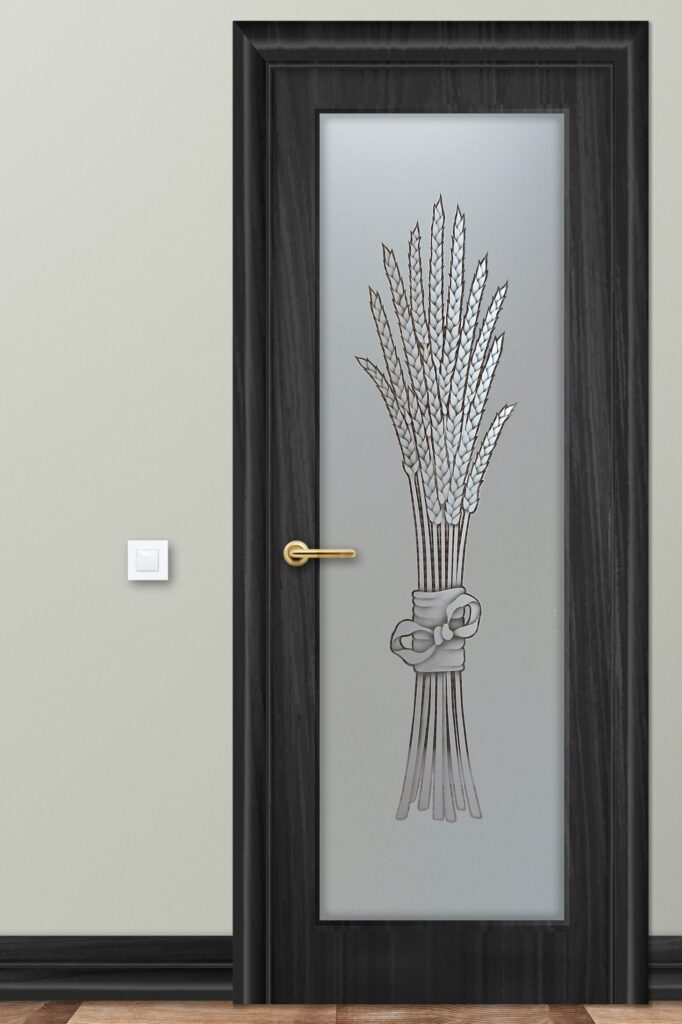 Handcrafted Glass Pantry Doors Bundled Wheat Semi-Private 2D Negative Frosted Glass Finish Farmhouse Vintage Traditional Decor Sans Soucie