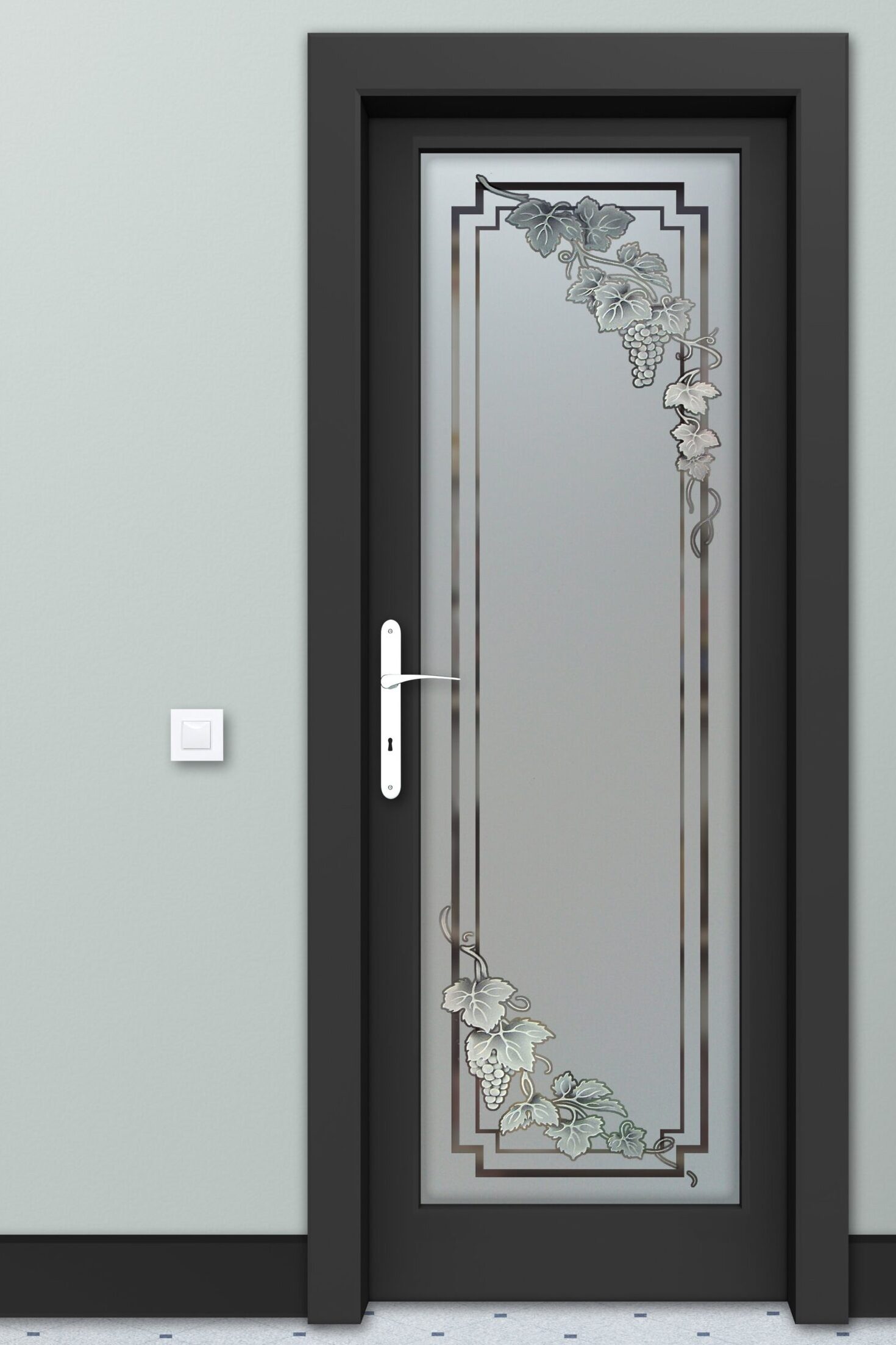Glass Pantry Doors Vineyard Grapes Cascade Semi-Private 2D Negative Frosted Glass Pantry Doors Tuscan Design