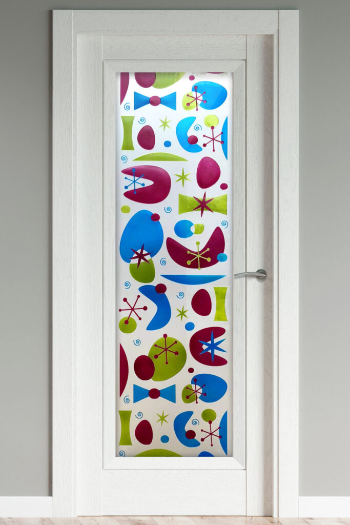 Glass Pantry Doors Interior Frosted Glass Doors Jetson 3D Enhanced Painted Private Mid-Century Modern Retro Design Decor Sans Soucie