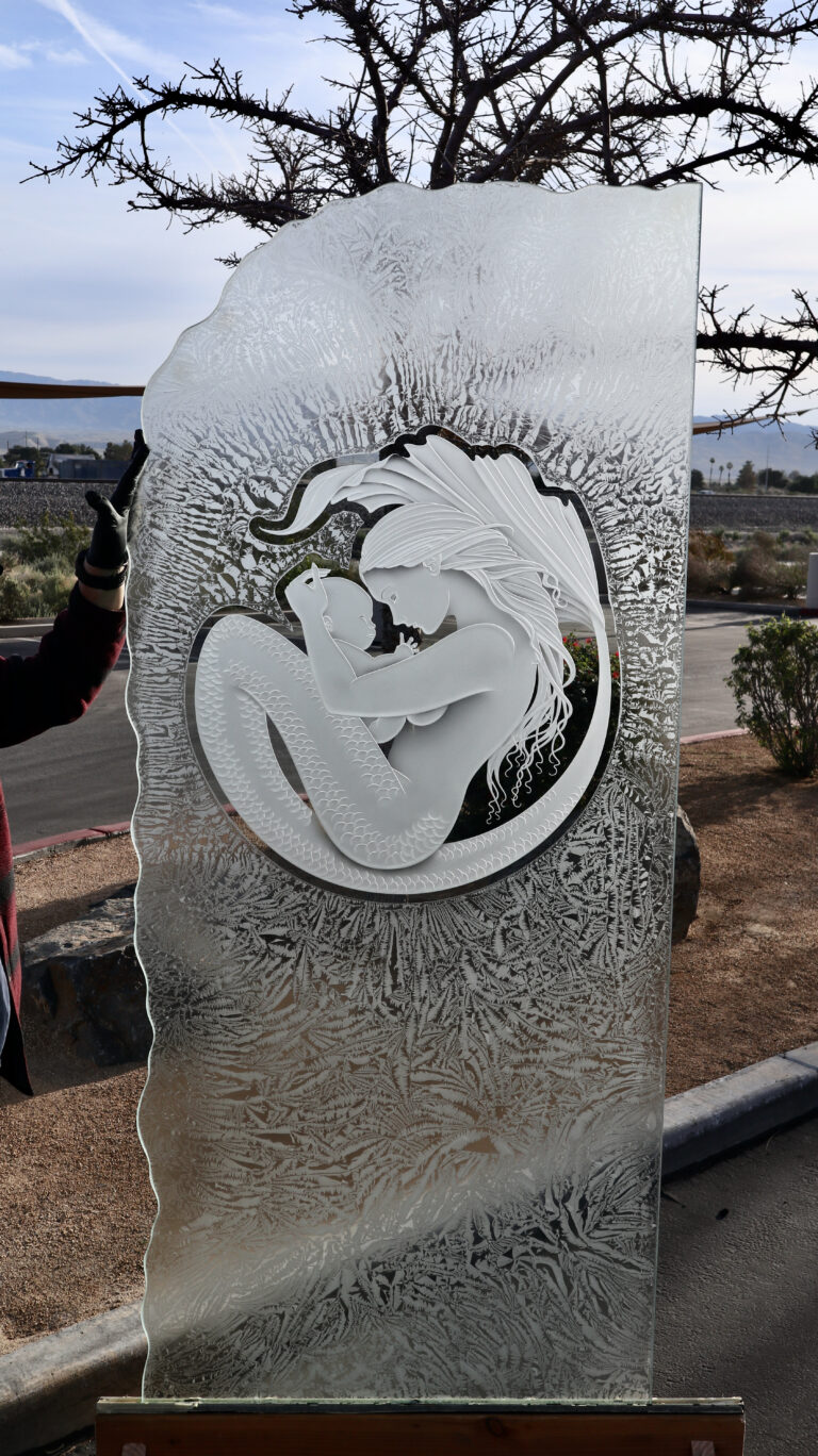 shower partition glass partition frosted glass mermaid with child sans soucie art glass
