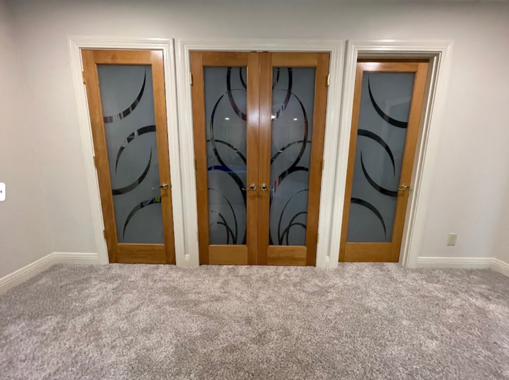 new frosted glass interior doors with 1D negative glass design