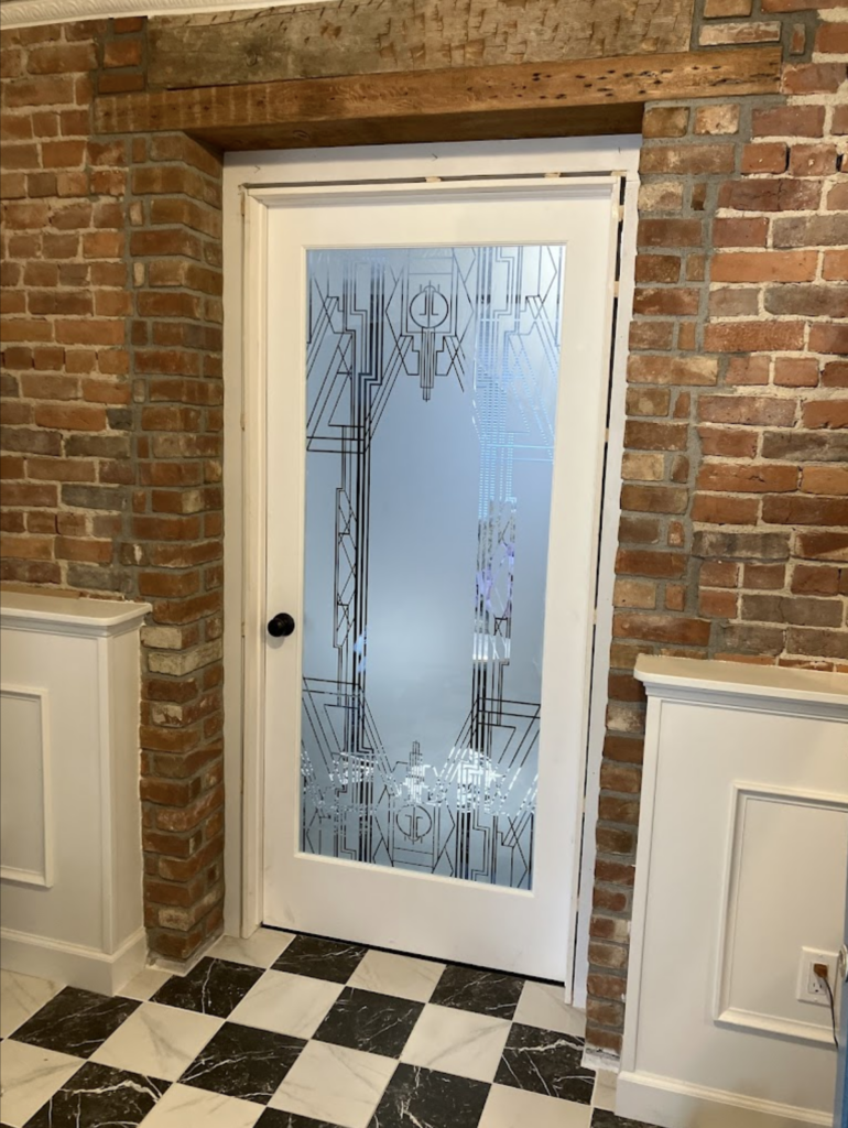 Stylish frosted glass door, creating a unique design for inside doors with frosted glass.