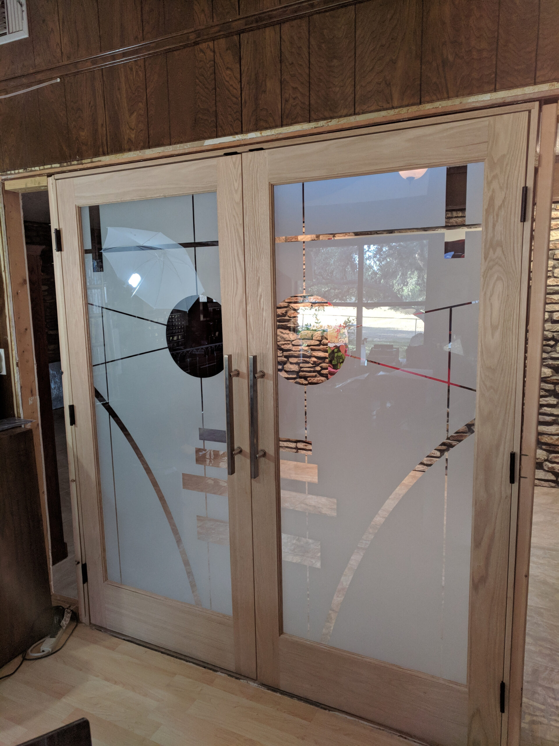 modern french doors with interval 1D negative glass design