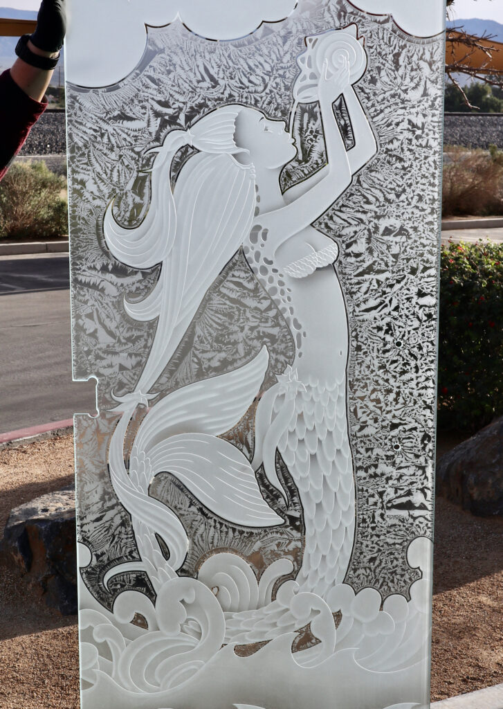 frosted glass shower door sans soucie art glass design mermaid with shell