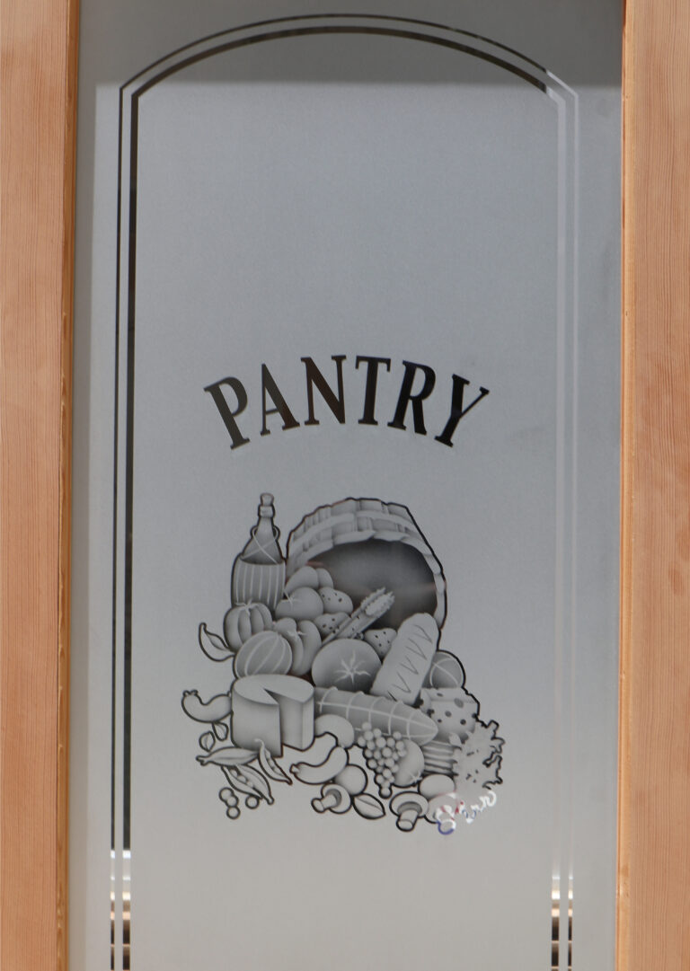 Decorative glass pantry door insert