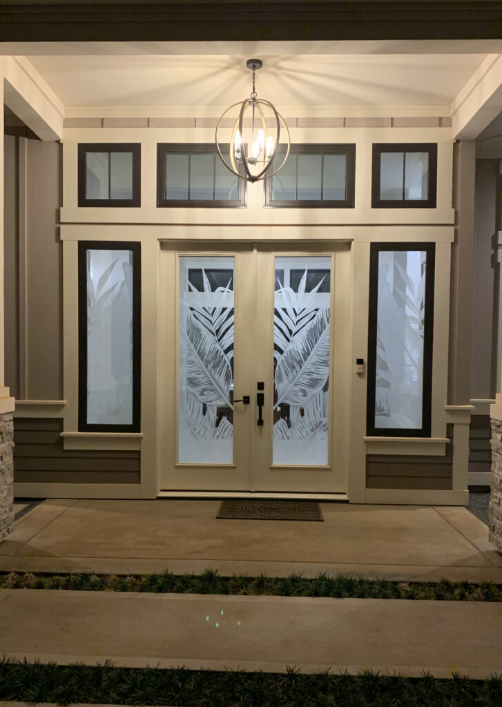 frosted glass entry doors with matching sidelights