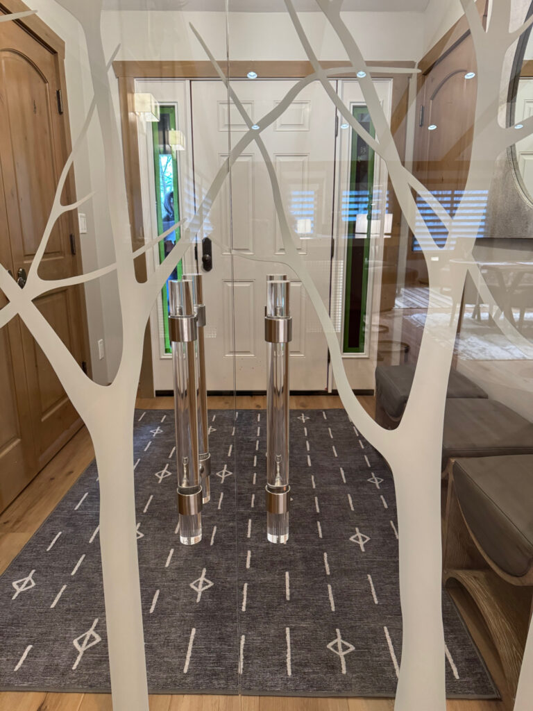 Interior Glass Doors Sleek Trees 3D Painted Clear Sans Soucie Art Glass