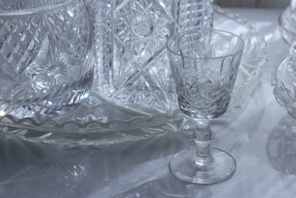 vintage decor style home victorian decorating accessory cut glass decanter wine glass