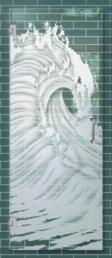 frosted glass shower door sans soucie art glass design curl