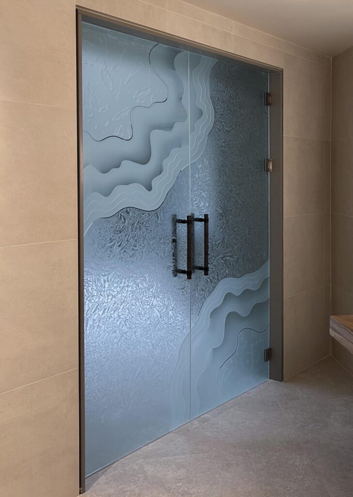 Modern frosted glass shower doors