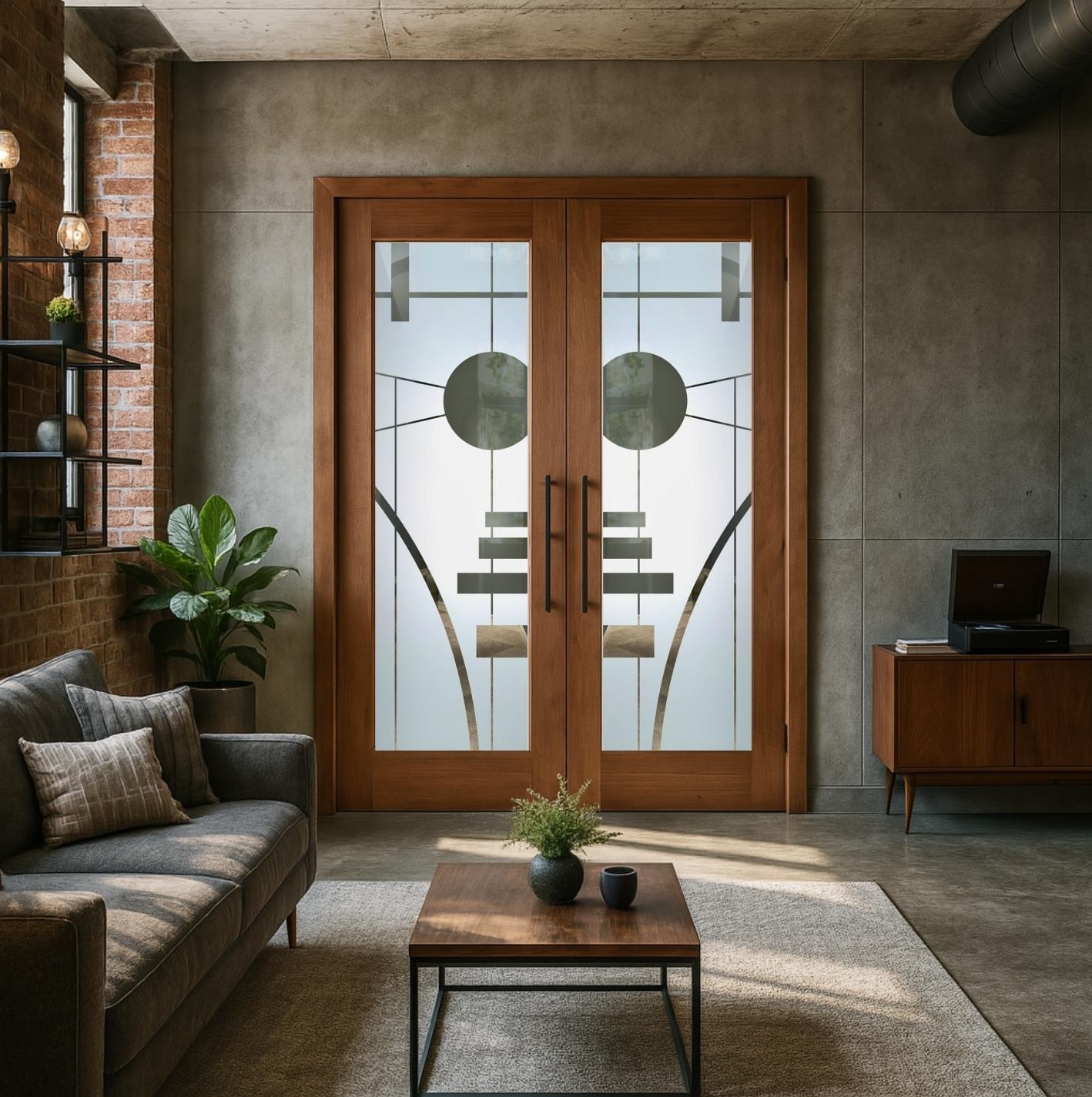 Double-Door-Modern-Interior-Door-with-Frosted-Glass-Design-by-Sans-Soucie-Art-Glass