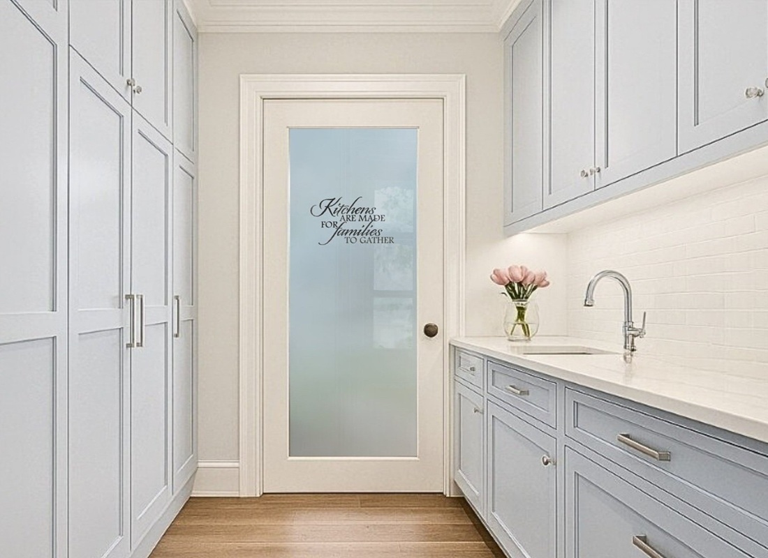 Handcrafted-Frosted-Glass-Door-by-Sans-Soucie-Art-Glass-Family-Kitchen-Setting-Semi-Private-1D-Negative-Pantry-Door