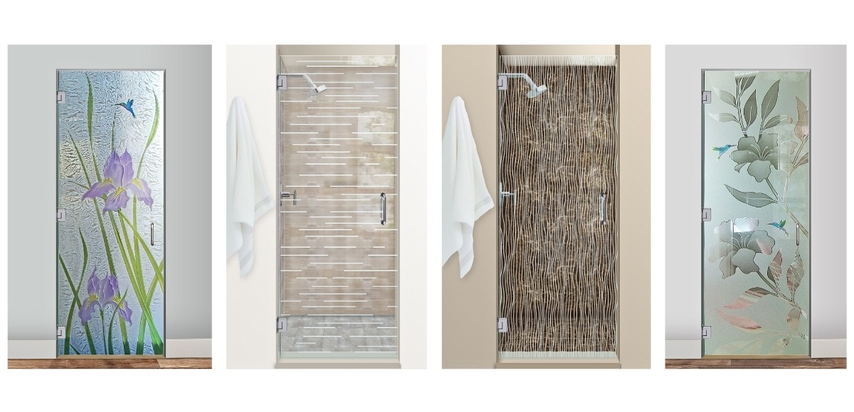 Luxury bathroom remodel featuring frosted glass shower doors as the top shower door glass replacement choice