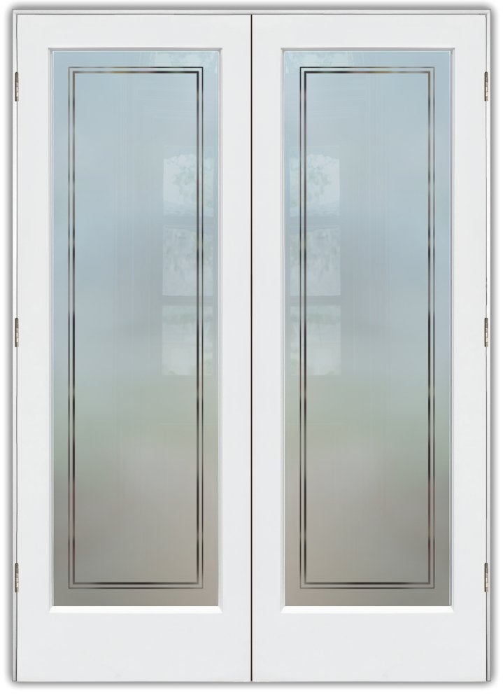 Minimalist kitchen design with double pantry doors with frosted glass 2