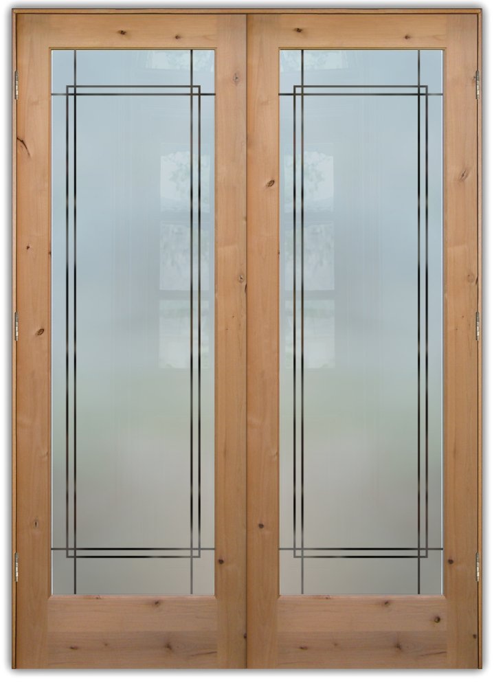 Frosted glass detail on double pantry doors