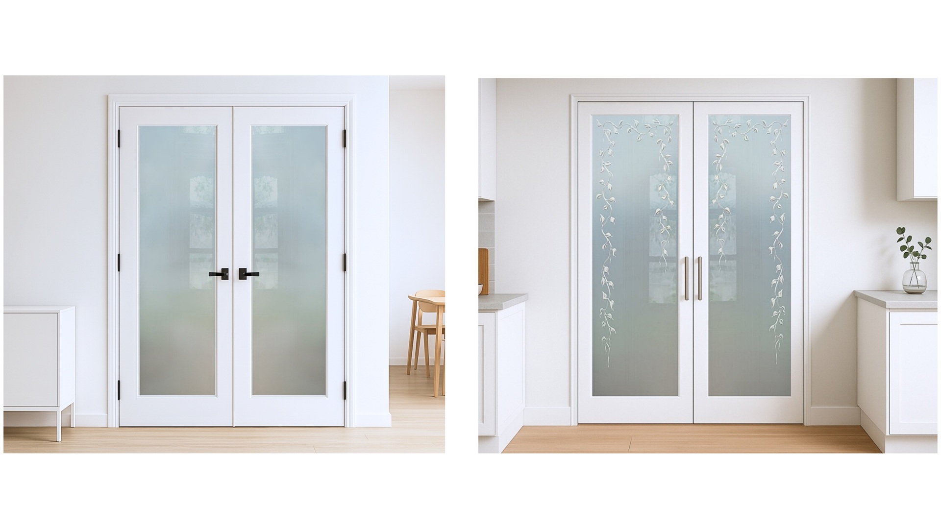 Double-Pantry-Doors-with-Frosted-Glass-by-Sans-Soucie-Art-Glass-PAIR