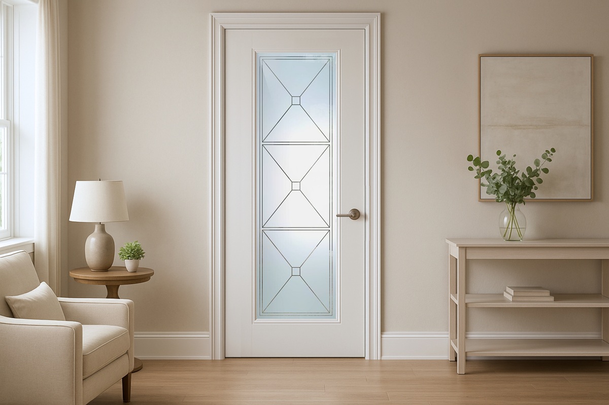 transitional-interior-door-design-cross-hatch-design-frosted-glass-interior-door-setting-sans-soucie-art-glass