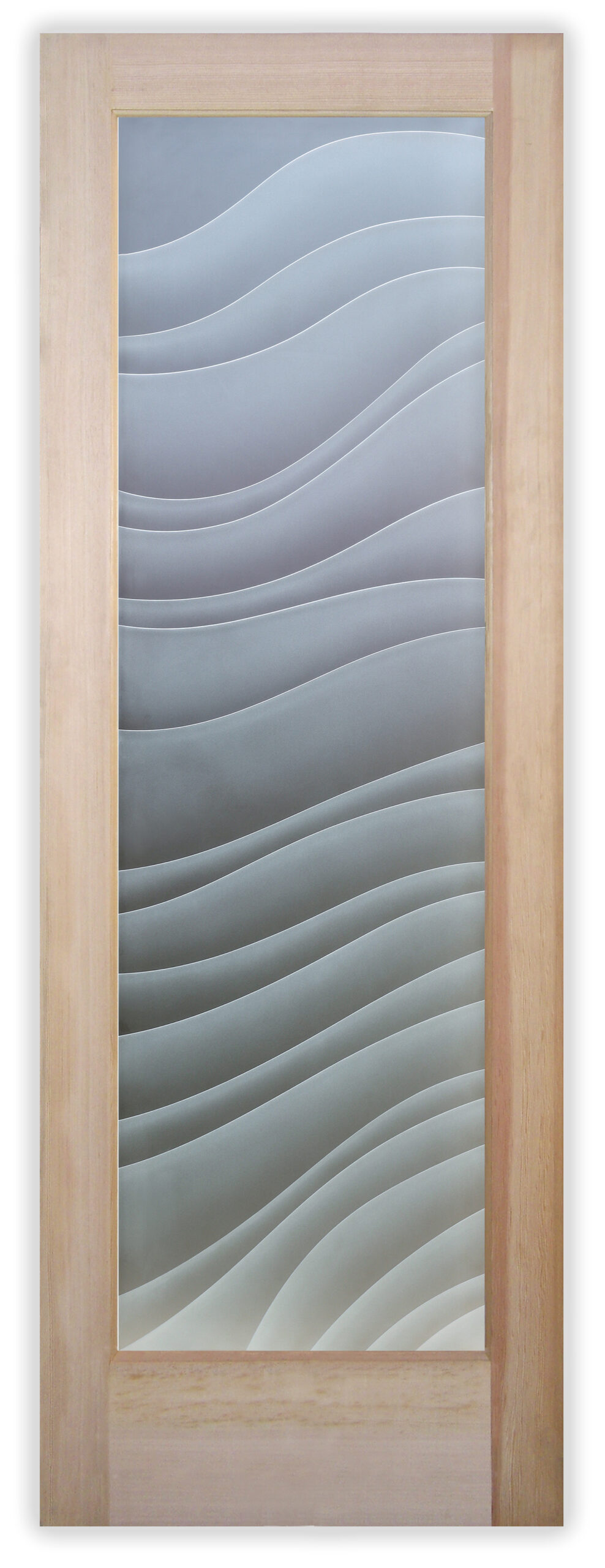 coastal interior doors with dreamy waves design, frosted glass interior door for beach house with private carved wave pattern