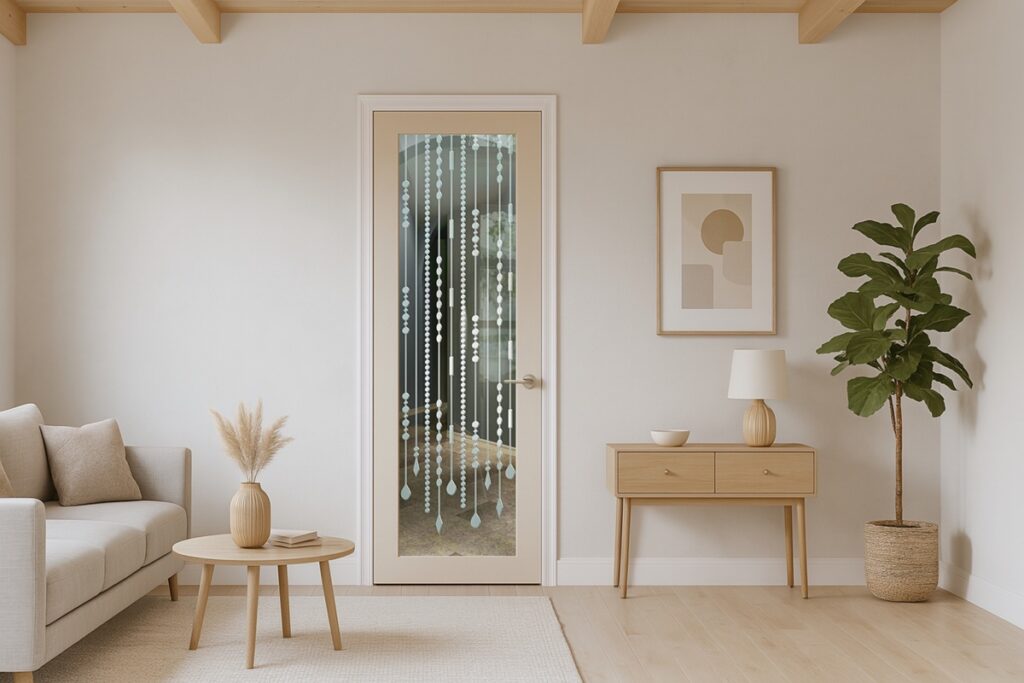 Chandelier motif interior glass door
