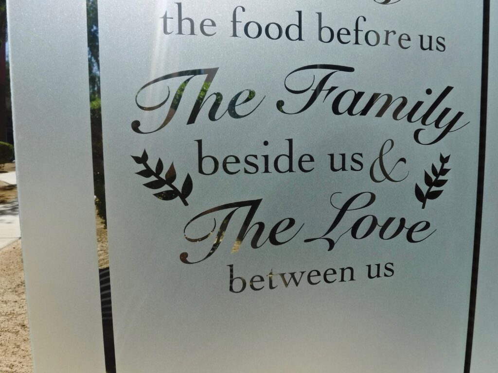 Frosted glass panel with clear text, appearing darker due to background contrast