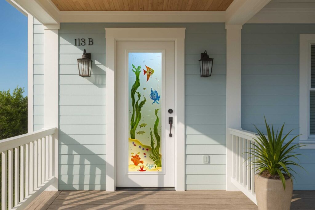 Best frosted glass door privacy option for modern coastal homes.