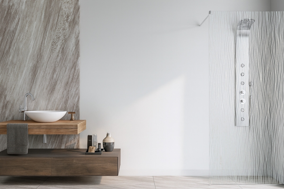 Modern bathroom layout showcasing a glass shower panel in high-end interior design | Glass Shower Panels vs. Wet Rooms: Which Is Best for Your Home?
