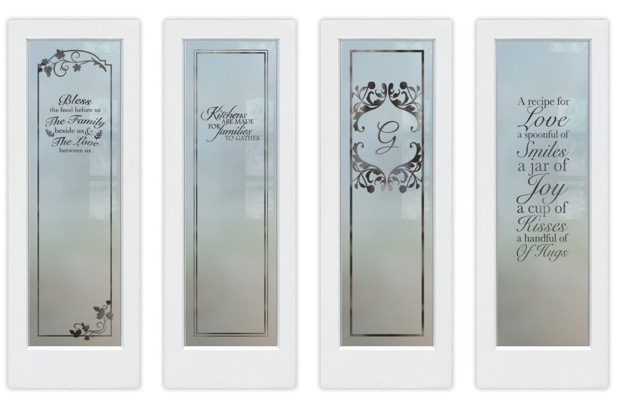 Custom pantry doors with classic decorative etched glass designs and monograms. Timeless Pantry Door Looks That Never Go Out of Style