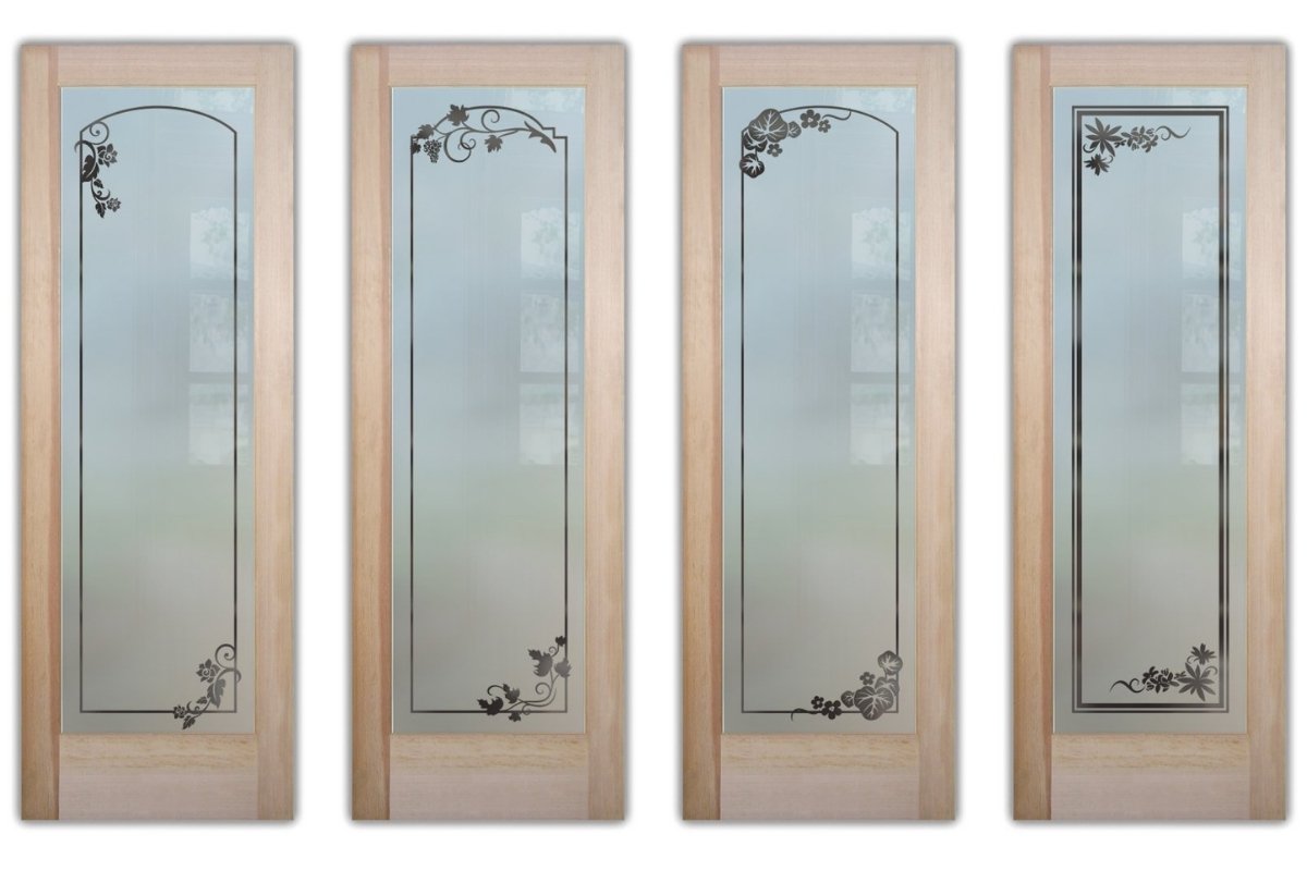 Pantry Door Fonts and Design Options with floral borders including gardenias, ivy, lilies, orchids, and spring flowers for a soft, nature-inspired look.