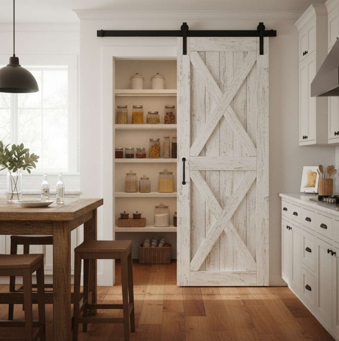 A sliding barn pantry door. Timeless Pantry Door Looks That Never Go Out of Style