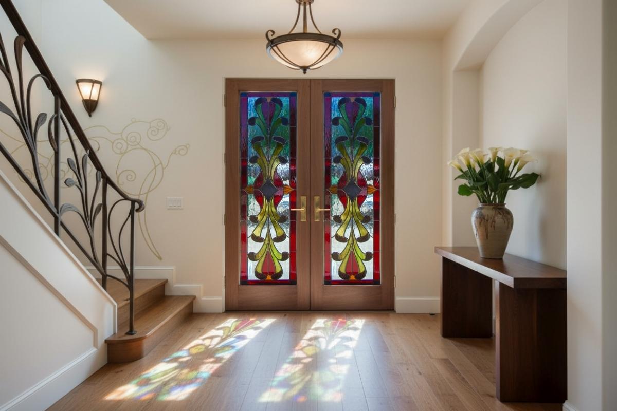 Stained glass doors