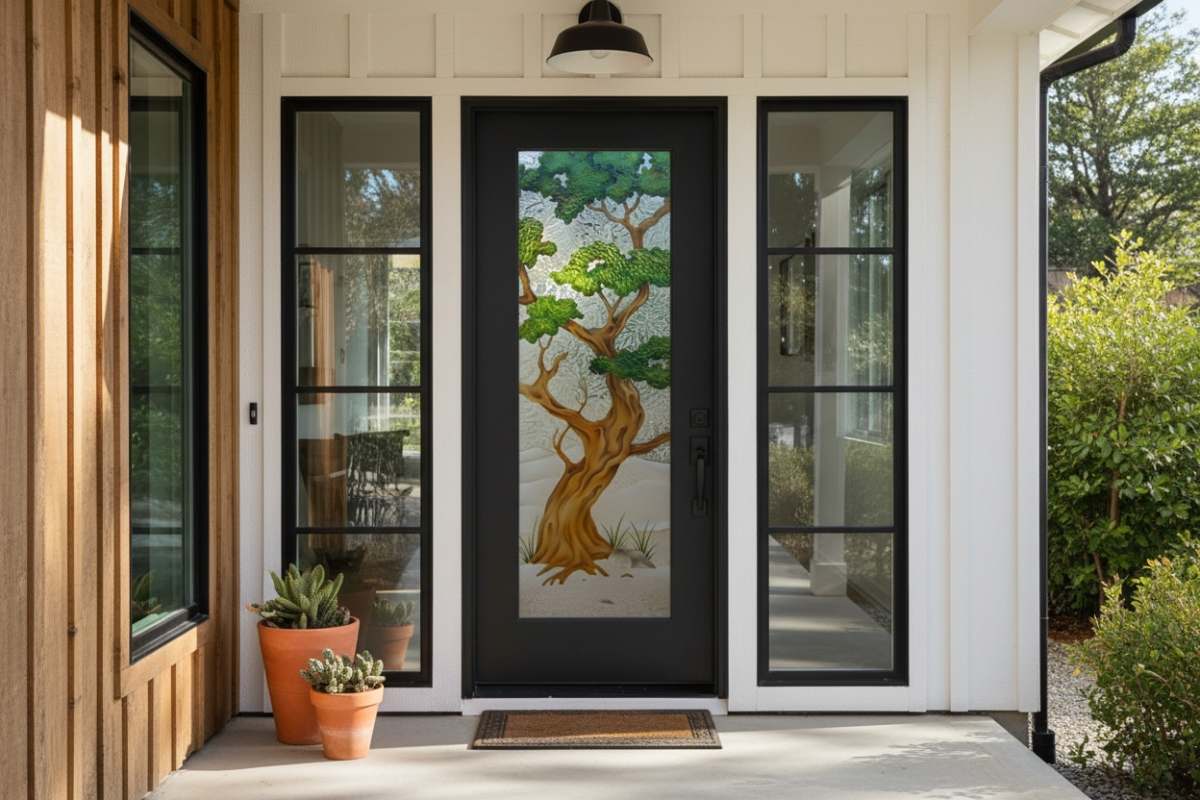 Colorful and Textured Glass Door - Sans Soucie Art Glass