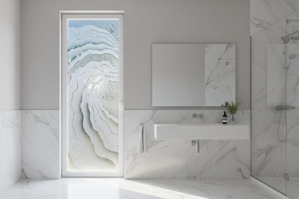 Unique gluechip glass window designed and created by trusted artisans