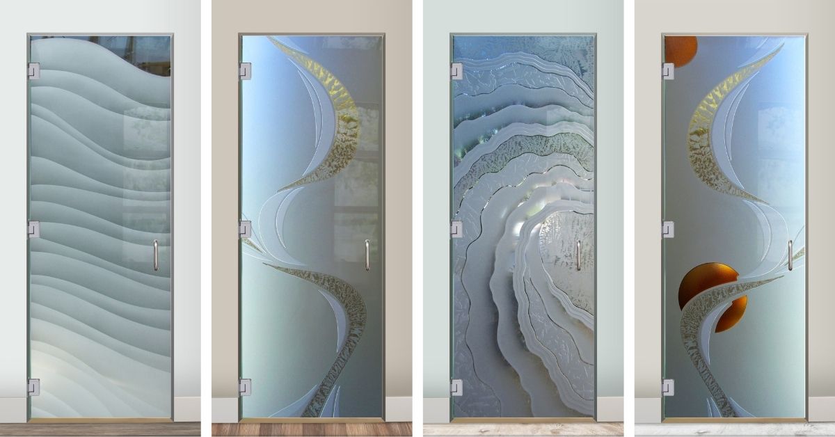 frameless interior doors with frosted glass designs