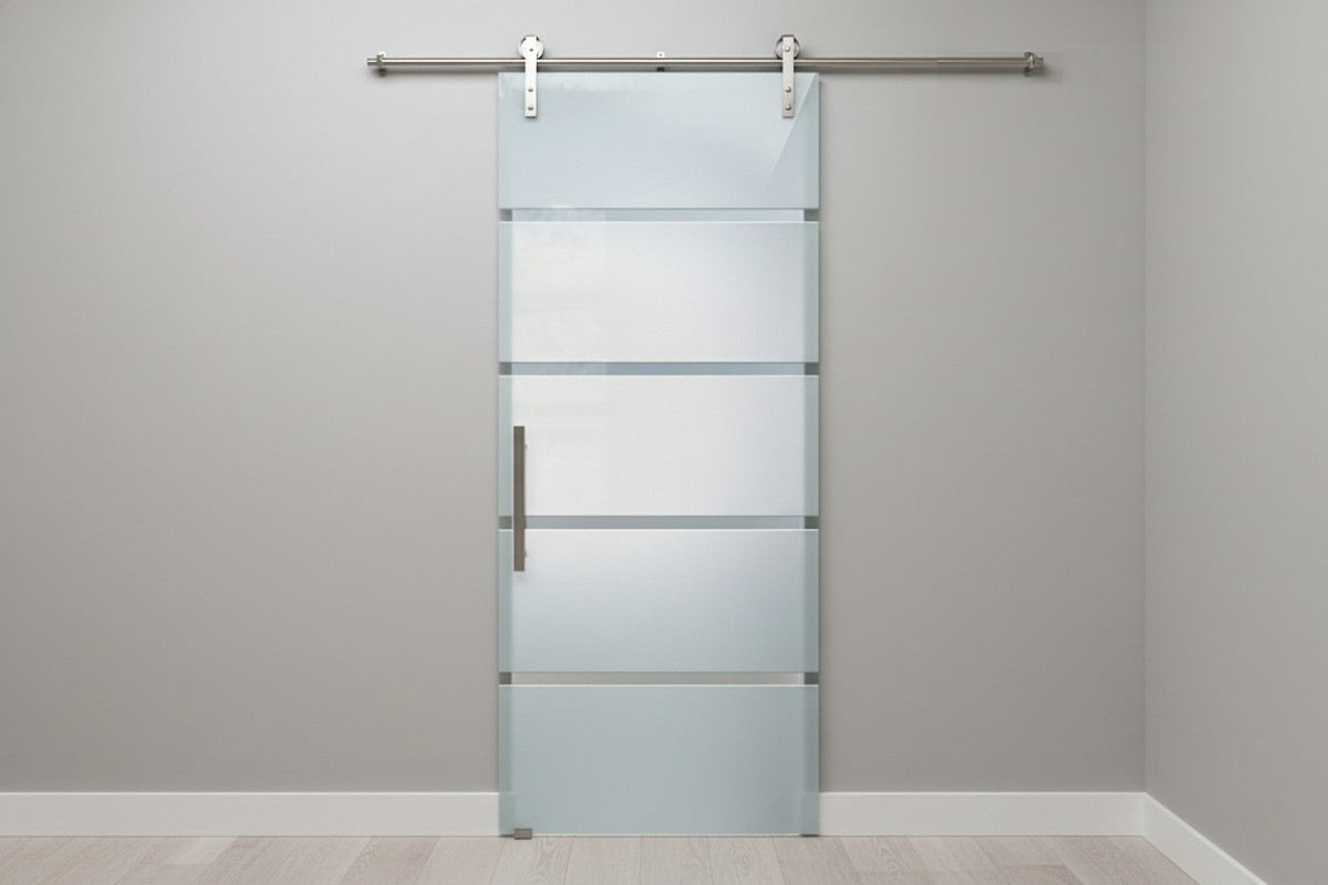 High-quality private glass barn doors for modern homes by Sans Soucie Art Glass