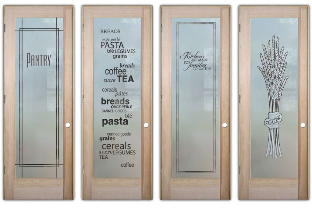 modern frosted glass pantry doors from Sans Soucie Art Glass