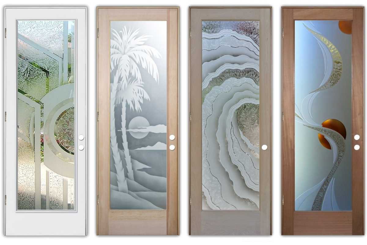 Stunning glass front doors by Sans Soucie Art Glass.