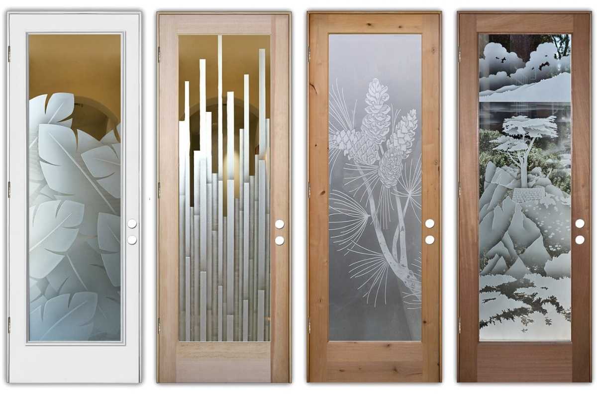Frosted glass front door designs by Sans Soucie Art Glass.