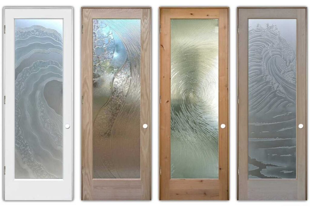 Modern front doors with glass by Sans Soucie Art Glass