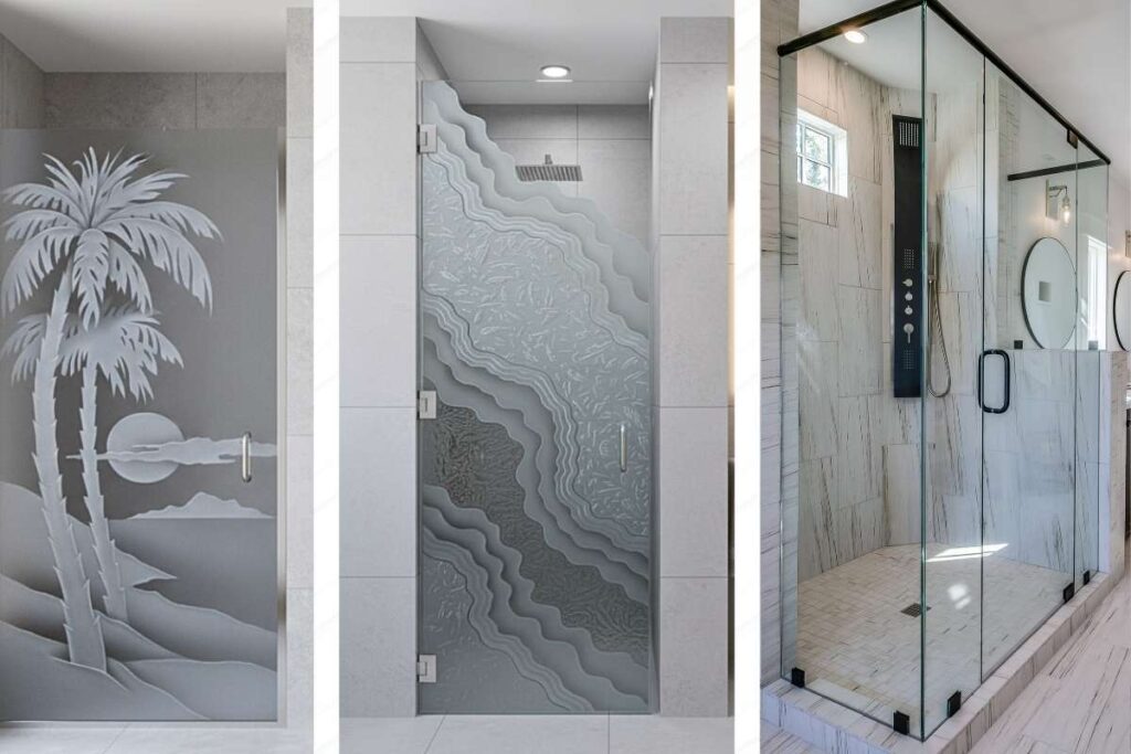 Types of Glass Shower Panels Clear Frosted Textured by Sans Soucie Art Glass