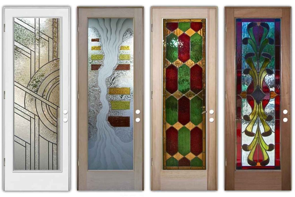 premium glass front doors with artistic frosted designs, demonstrating how custom glass enhances both style and security.