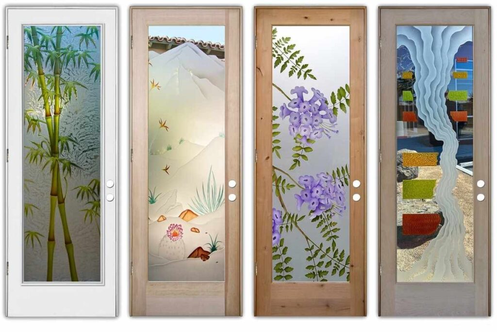 stained glass door by Sans Soucie Art Glass decorative glass painted glass