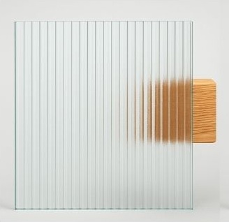 sample swatch of a reeded glass for interior glass doors