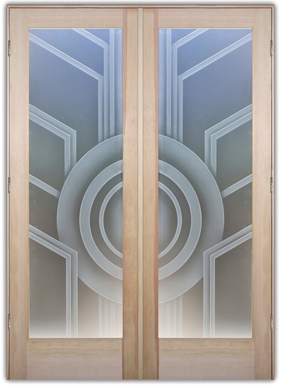 Signature frosted glass door design by Sans Soucie Art Glass.