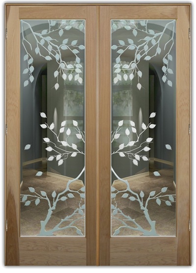 Beautiful french doors with frosted glass design