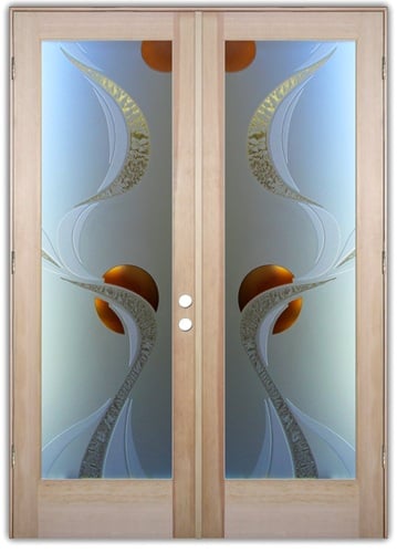 Privacy glass, double glass doors Sans Soucie Art Glass