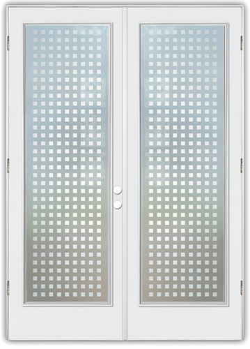 double interior doors with art glass